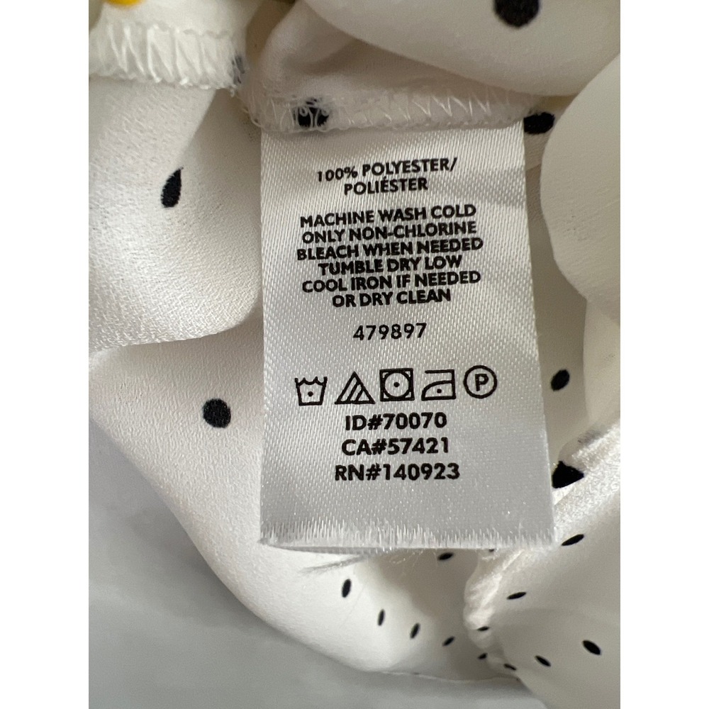 LOFT Blouse Womens Small White Polka Dot V-Neck Tie Long Sleeve Peasant Top - Picture 3 of 8